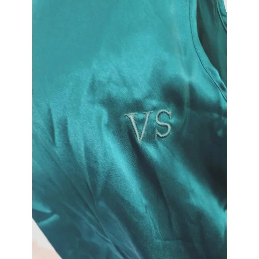 Victorias Secret Country Satin Silky Monogram Emerald Green Tank Top Camisole L - Picture 3 of 13